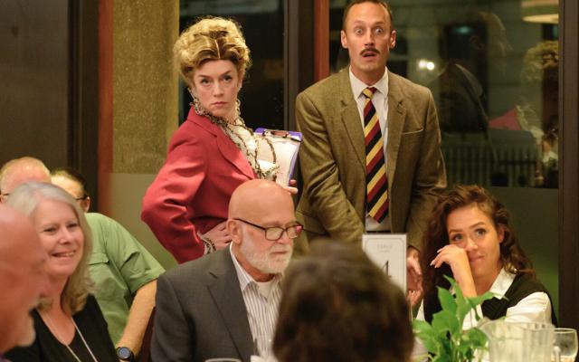 Faulty Towers The Dining Experience at Ditton Manor featuring Basil and Sybil looking surprised