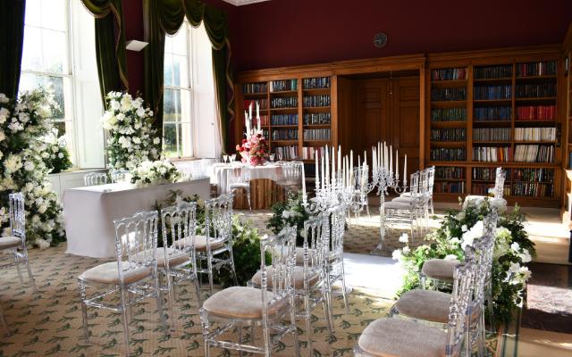 Library wedding ceremony at Ditton Manor one of the best Jewish wedding venue in London