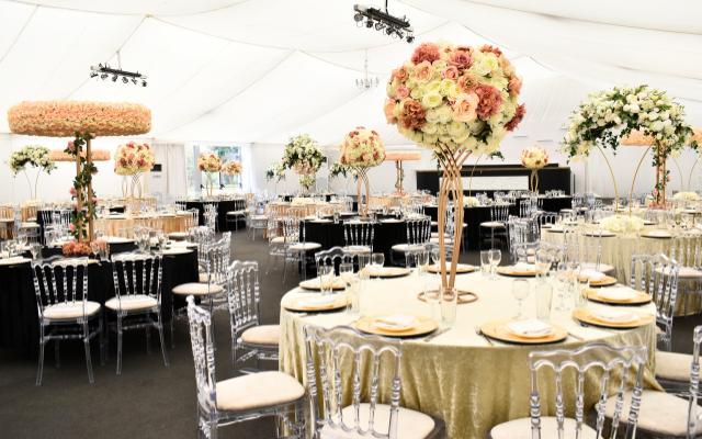 Jewish wedding taking place in the marquee at Ditton Manor near London