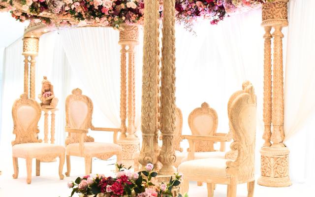 Mandap in marquee for a Hindu wedding at Ditton Manor near London