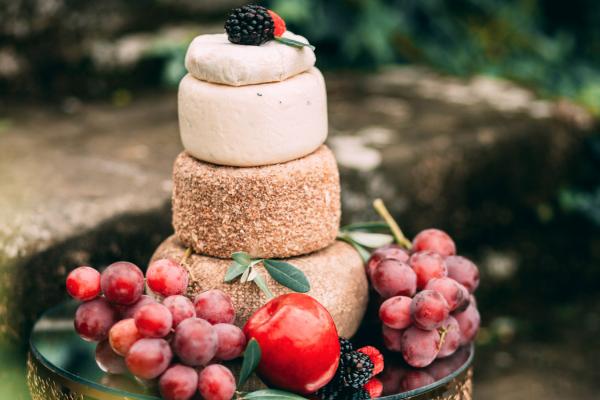 Cheese wheel, a great alternative to traditional wedding cake