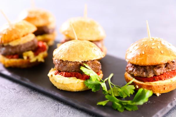 Delicious mini burger slider wedding canapes