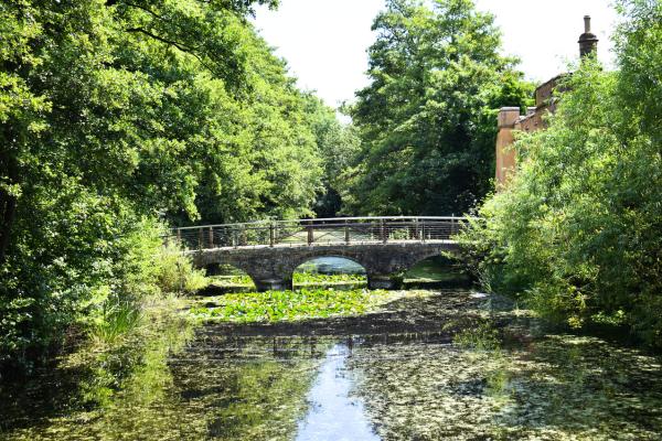 moat surrounding historic ditton manor