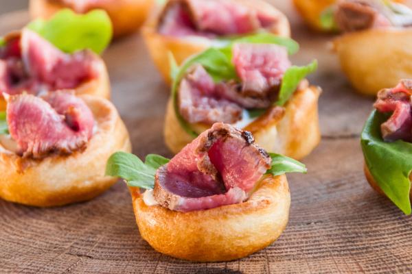 Yorkshire pudding beef canapes wedding canape ideas