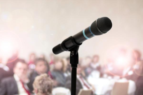 Microphone at conference presentation