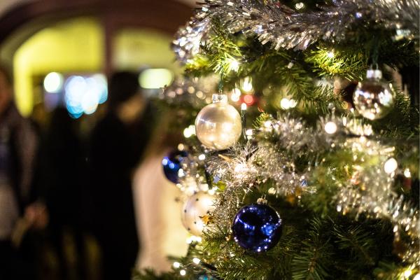 Classic tree decoration at themed Christmas party