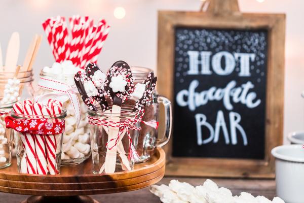 Hot chocolate station, one of the best Work Christmas Party Ideas